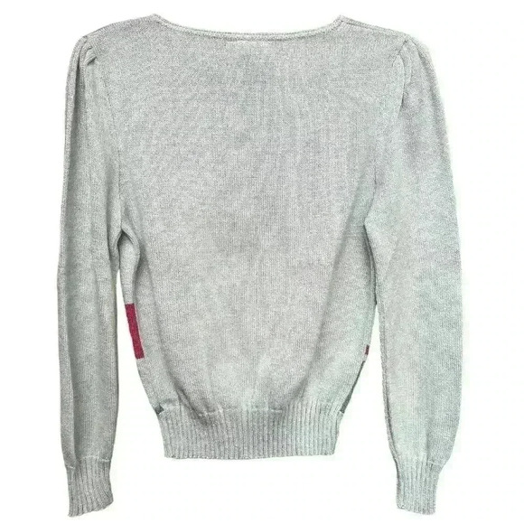 Vintage 80s gray geometric print long sleeve sweater size 10 (see measurements) - Picture 5 of 11